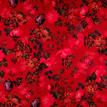 Crepe Satin Flores vermelhas - Ribes y Casals