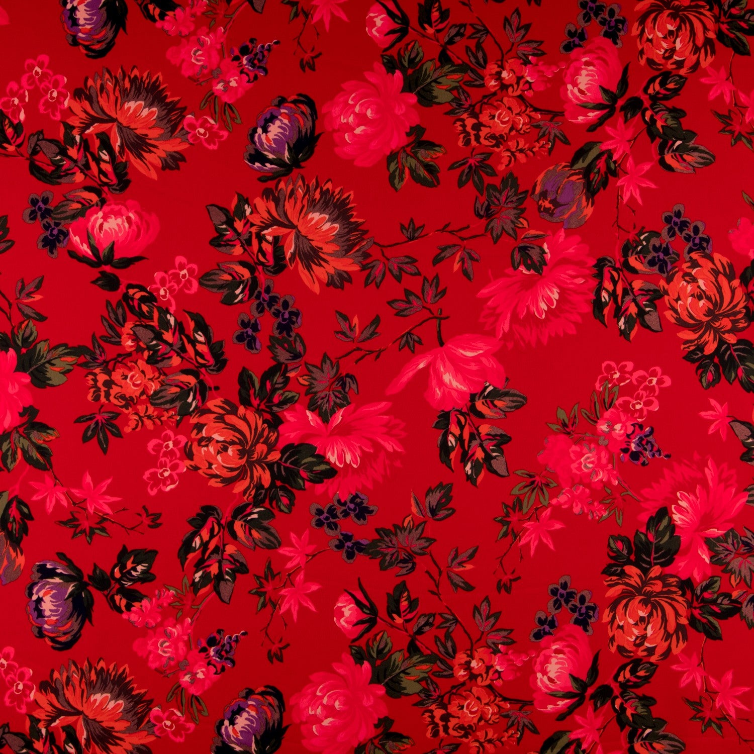 Crepe Satin Flores vermelhas - Ribes y Casals