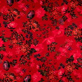 Crepe Satin Flores vermelhas - Ribes y Casals