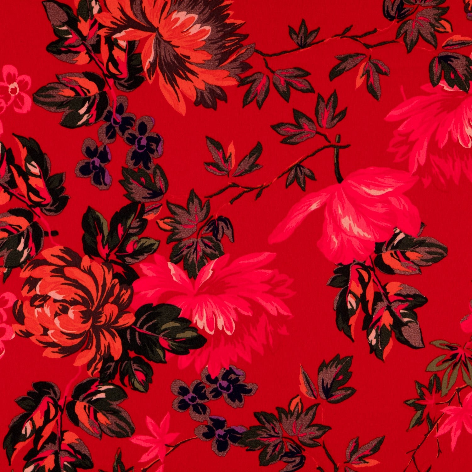 Crepe Satin Flores vermelhas - Ribes y Casals