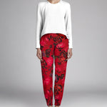 Crepe Satin Flores vermelhas - Ribes y Casals