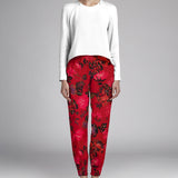 Crepe Satin Flores vermelhas - Ribes y Casals