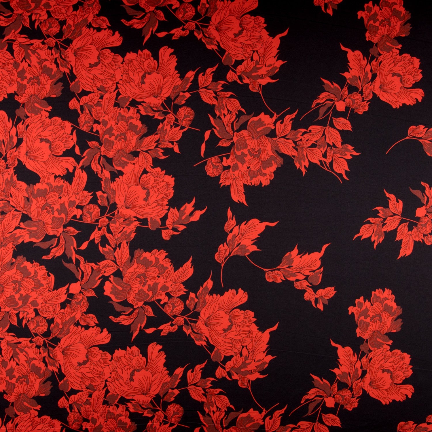 Crepe Satin Flores vermelhas - Ribes y Casals