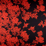 Crepe Satin Flores vermelhas - Ribes y Casals