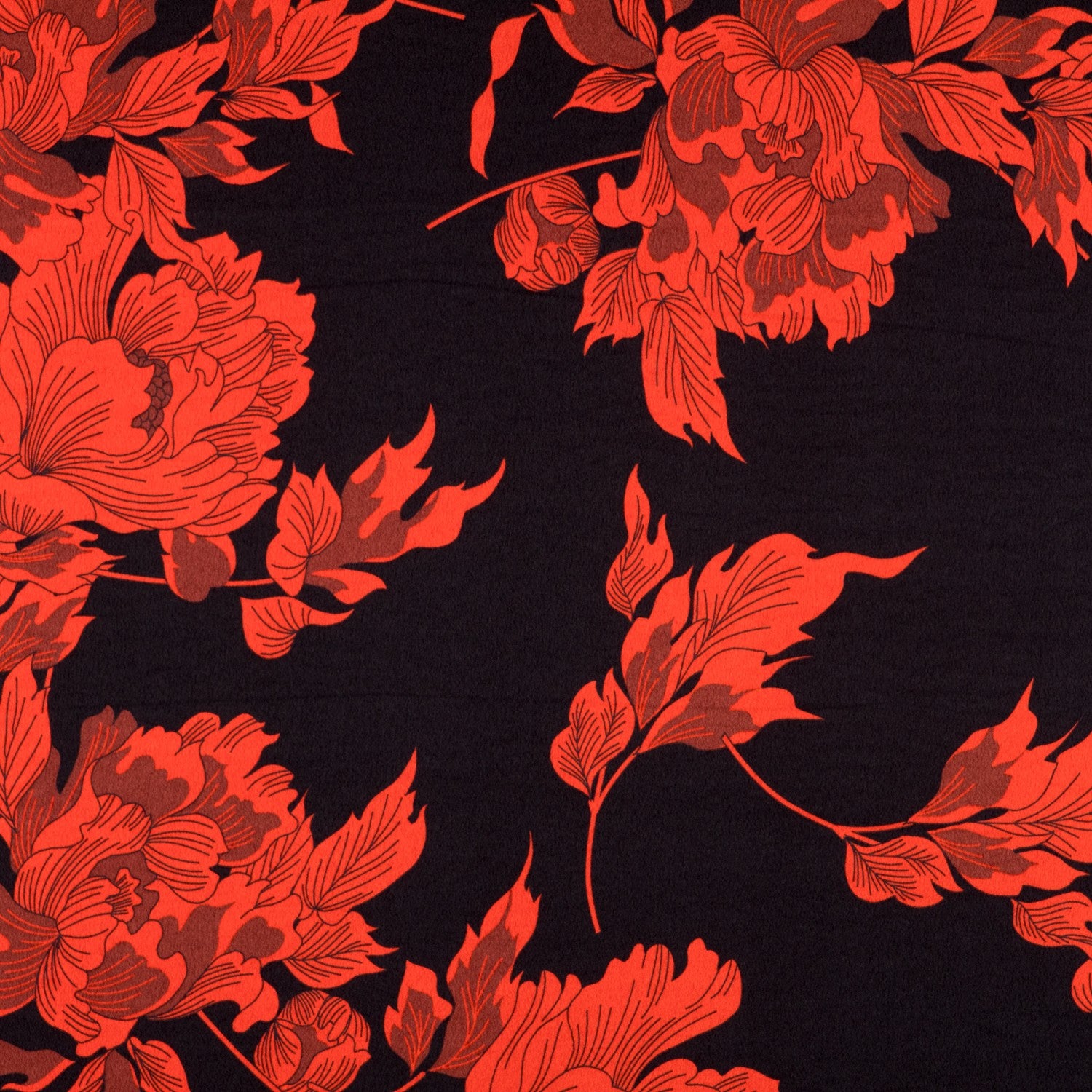 Crepe Satin Flores vermelhas - Ribes y Casals