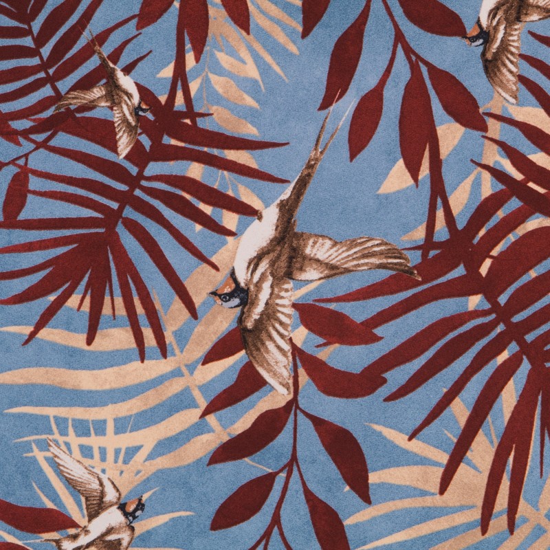 Crepe Satin Birds Light Azuis - Ribes y Casals