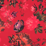 Crepe Satin Flores vermelhas - Ribes y Casals