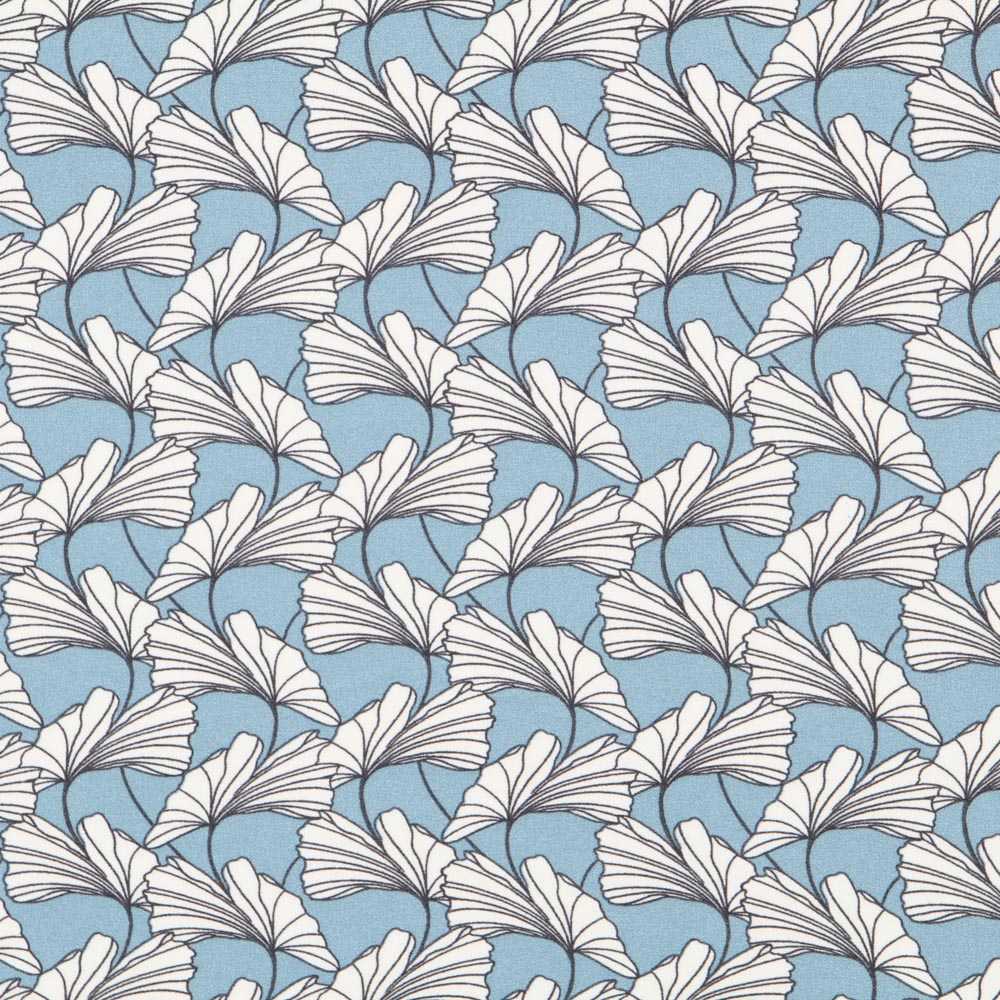 Tecido Crepe Stretch Tropical Azul - Ribes y Casals