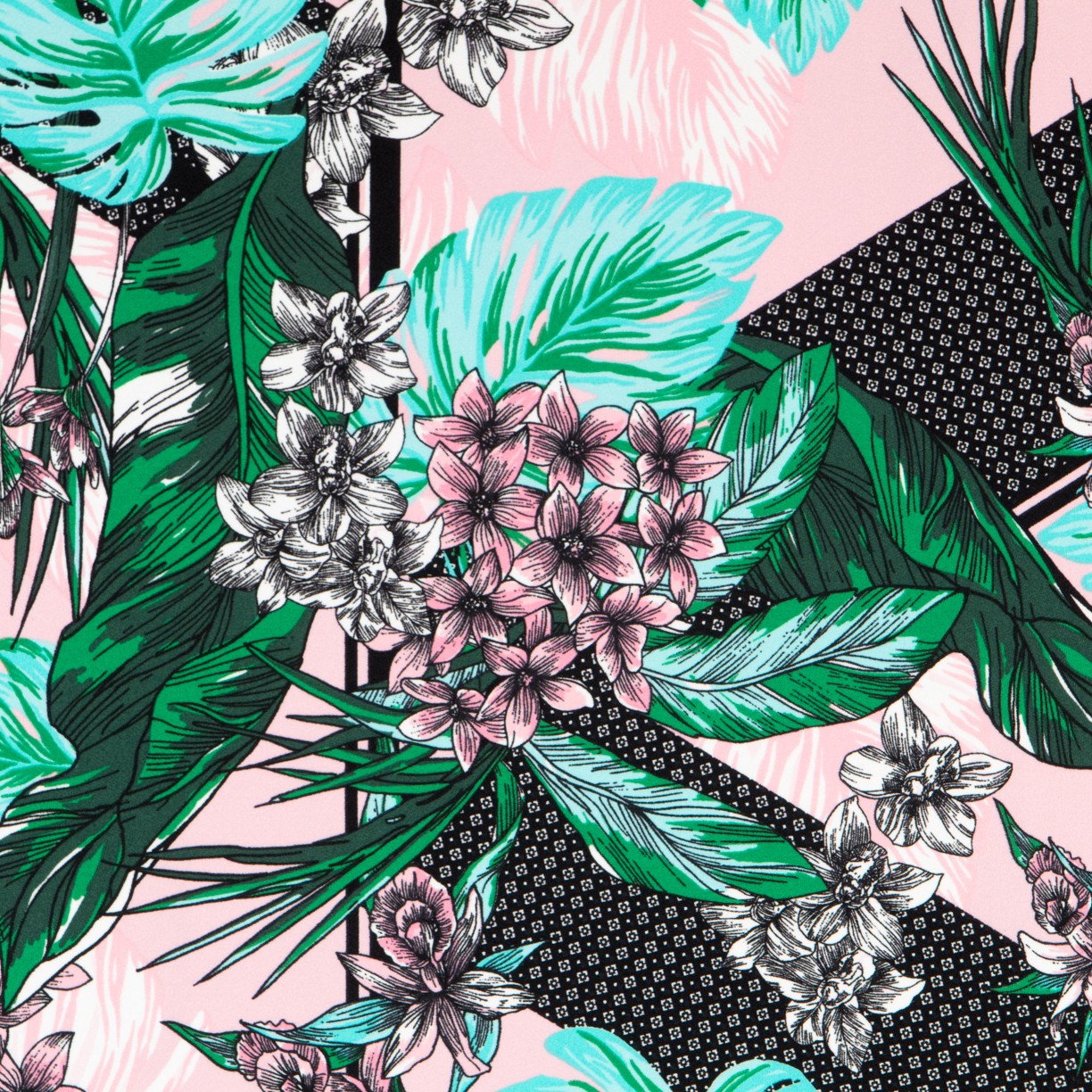 Crepe Marrocain Bouqet Preta - Ribes y Casals