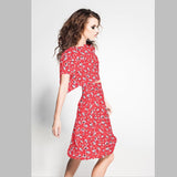 Crepe Viscose Floral Encarnado - Ribes y Casals