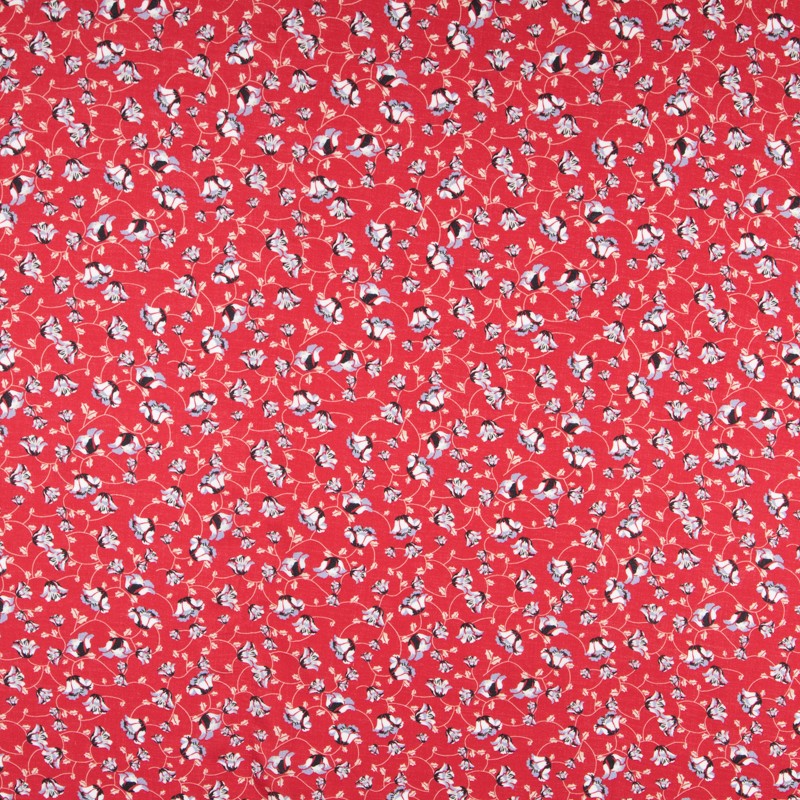 Crepe Viscose Floral Encarnado - Ribes y Casals