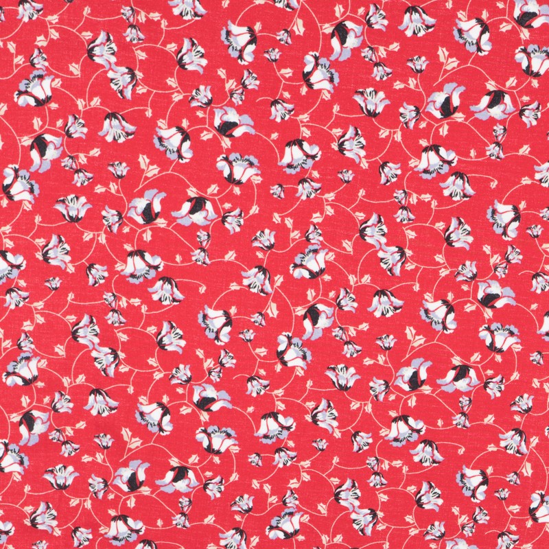 Crepe Viscose Floral Encarnado - Ribes y Casals