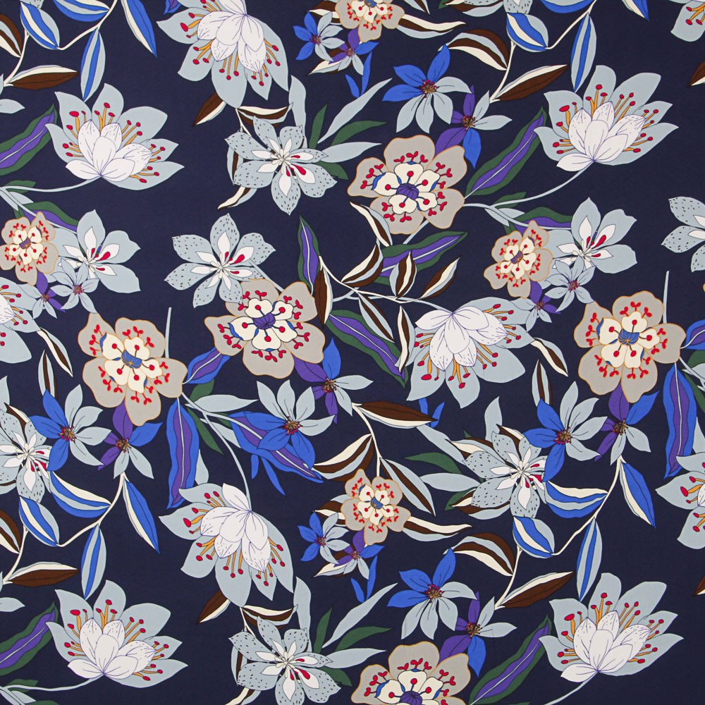 Crepe Viscose Floral Noite - Ribes y Casals