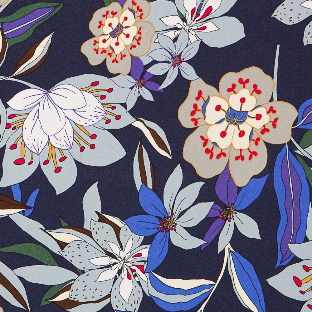Crepe Viscose Floral Noite - Ribes y Casals