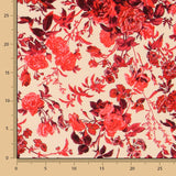 Crepe Viscose Floral Encarnado - Ribes y Casals