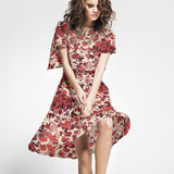 Crepe Viscose Floral Encarnado - Ribes y Casals