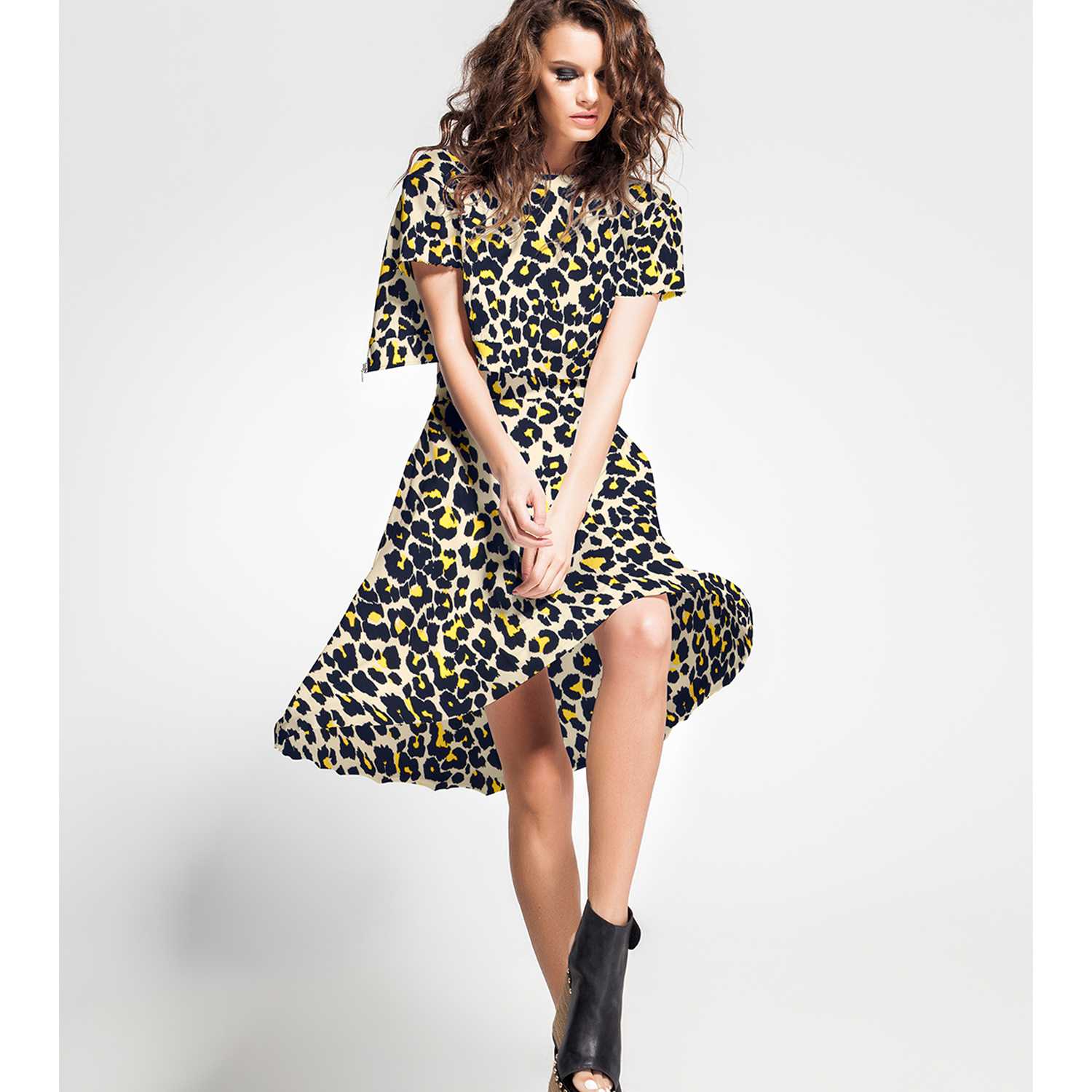 Leopardo Amarelo Viscose Crepe - Ribes y Casals