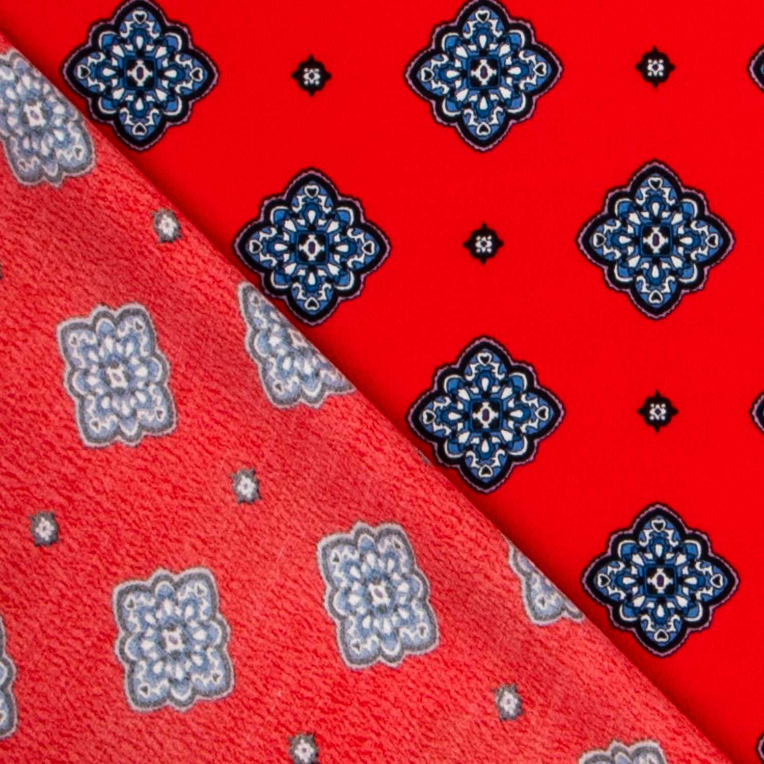 Crepe Satin Flores vermelhas - Ribes y Casals