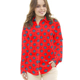 Crepe Satin Flores vermelhas - Ribes y Casals