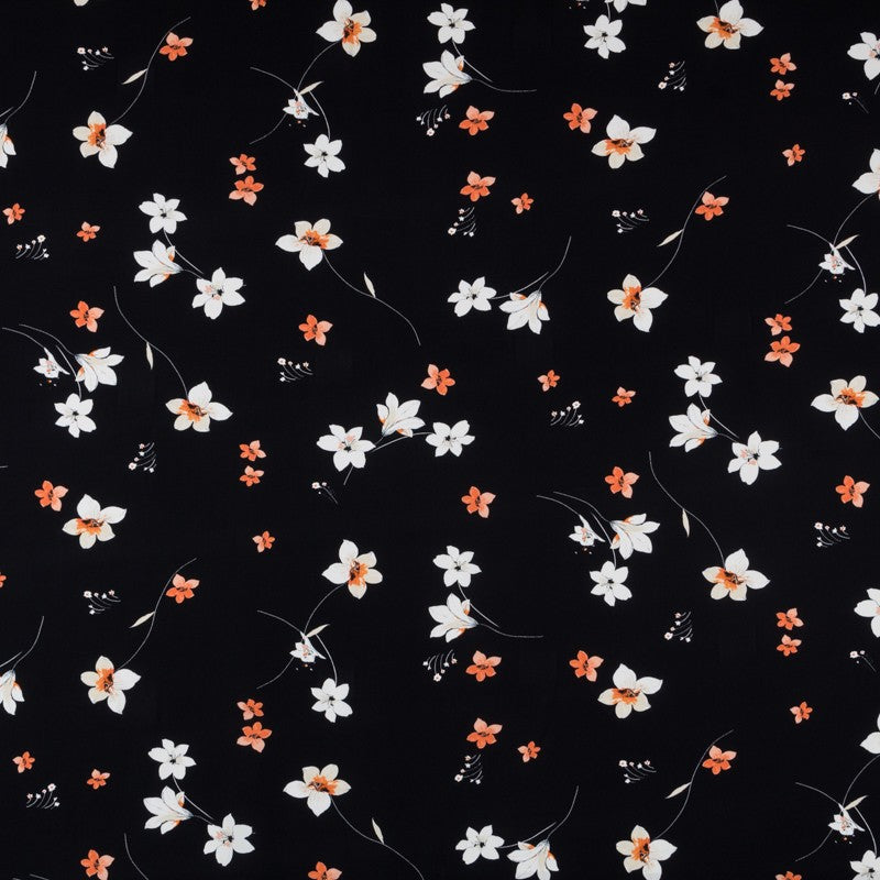 Crepe Viscosa Sakura Preta - Ribes y Casals