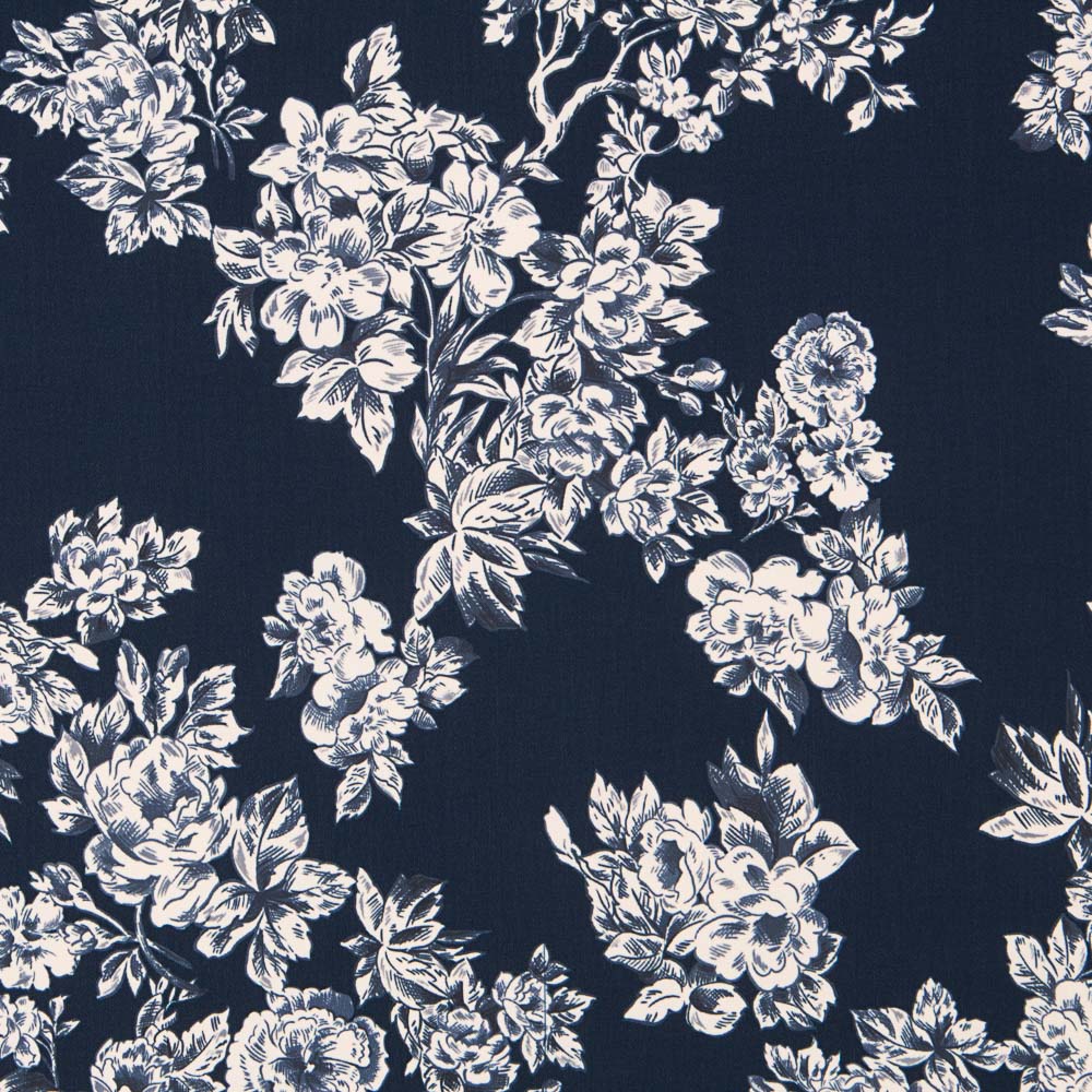 Crepe Flor Azul Noite - Ribes y Casals