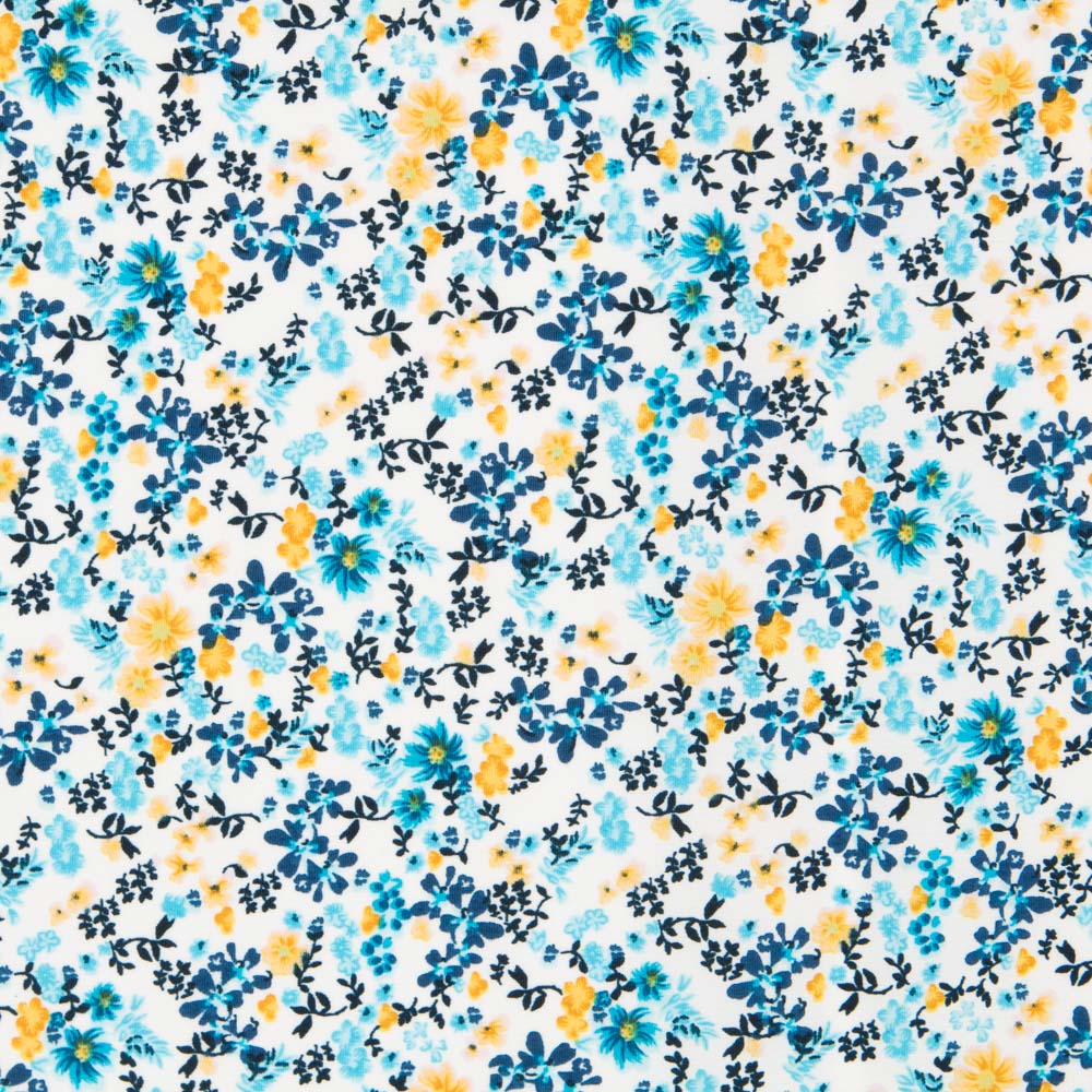 Crepe Floral Tropical Azul - Ribes y Casals