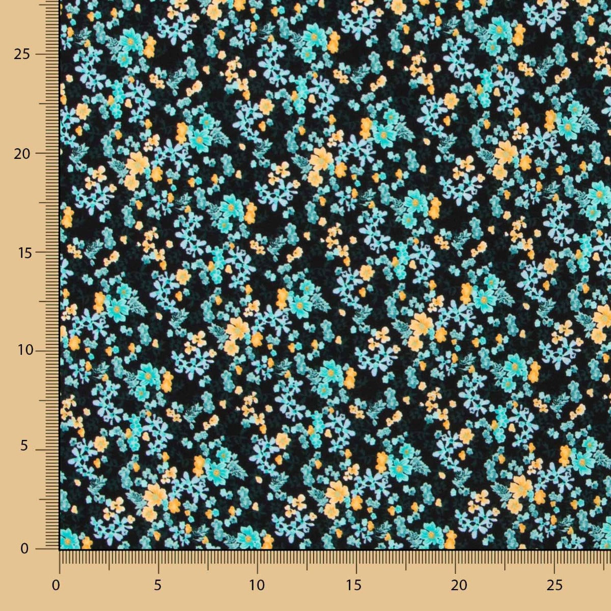 Crepe Floral Tropical Turquesa - Ribes y Casals