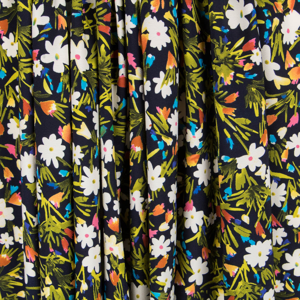 Crepe Flores Silvestres Azul Marino - Ribes y Casals