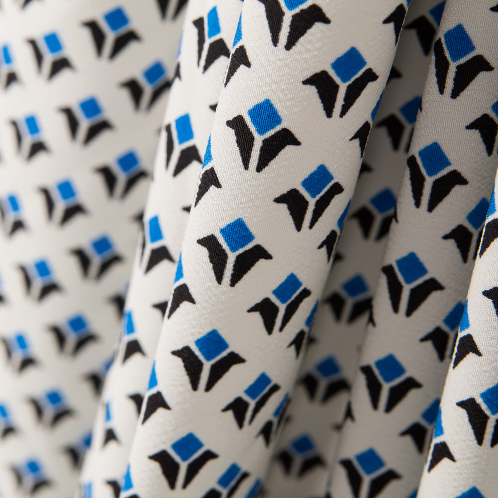 Crepe Geométrica Escudos Azul - Ribes y Casals
