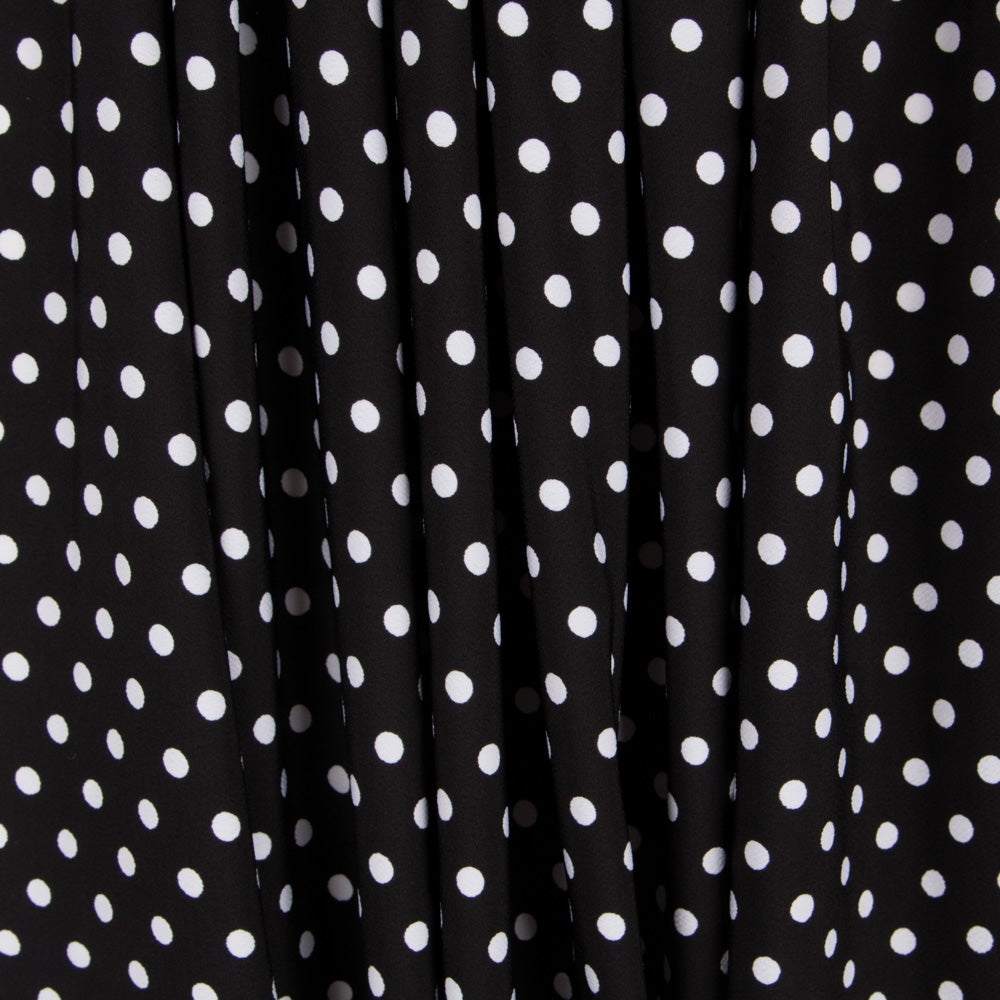 Crepe Lunares Blanco Fondo Negro - Ribes y Casals