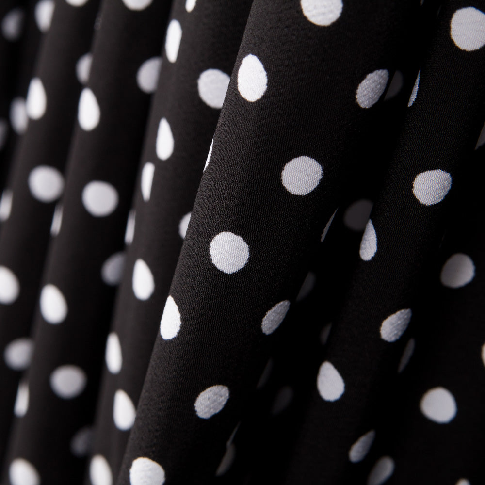 Crepe Lunares Blanco Fondo Negro - Ribes y Casals