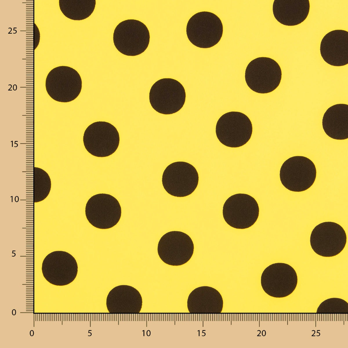 Retal Crepe Lunares Negro 33mm Amarillo 180x145 cm - Ribes y Casals