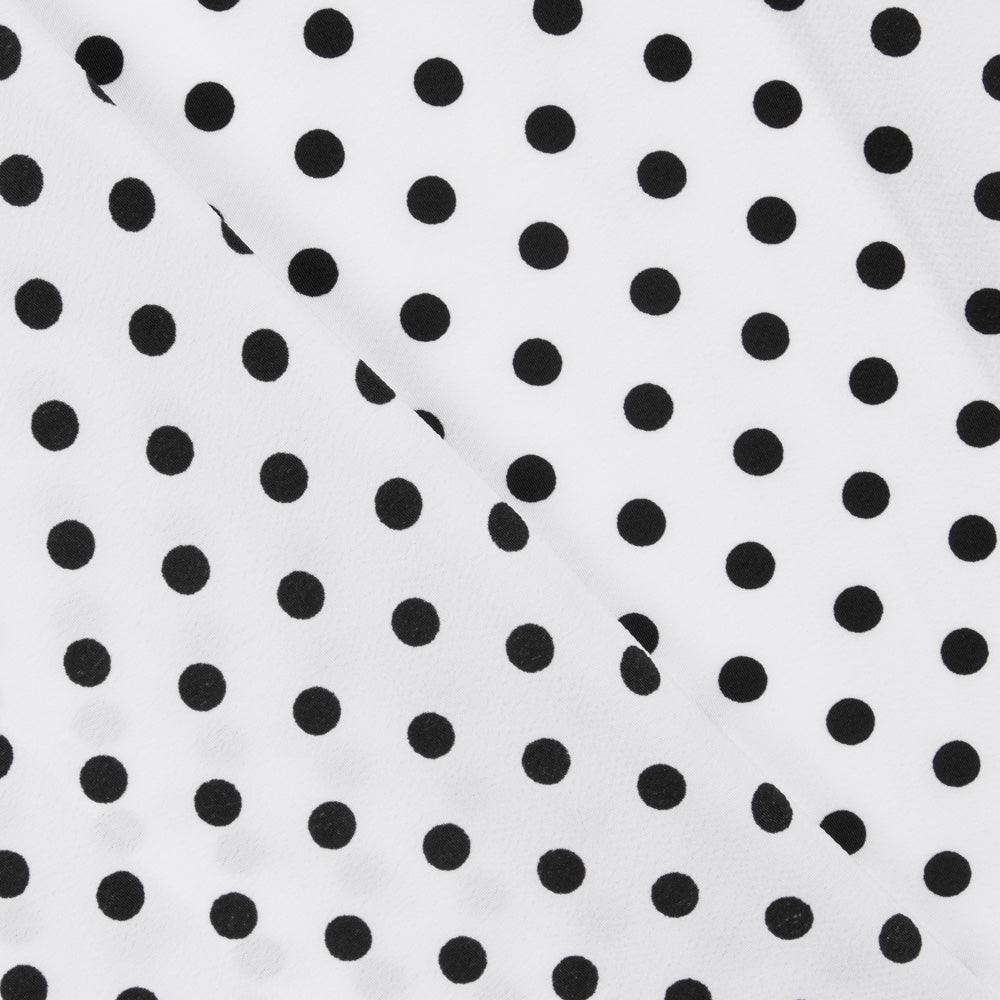Crepe Lunares Negro Fondo Blanco - Ribes y Casals