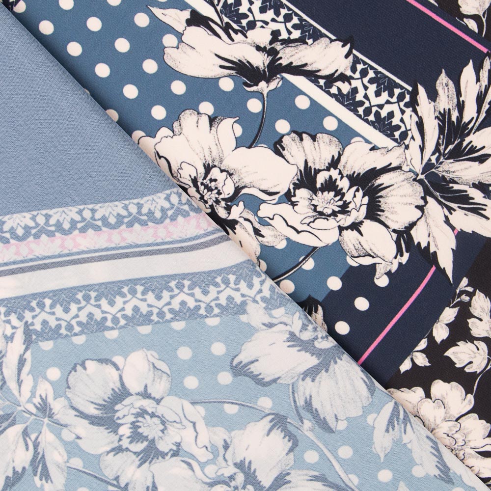 Crepe Pacthwork Azul Noite - Ribes y Casals