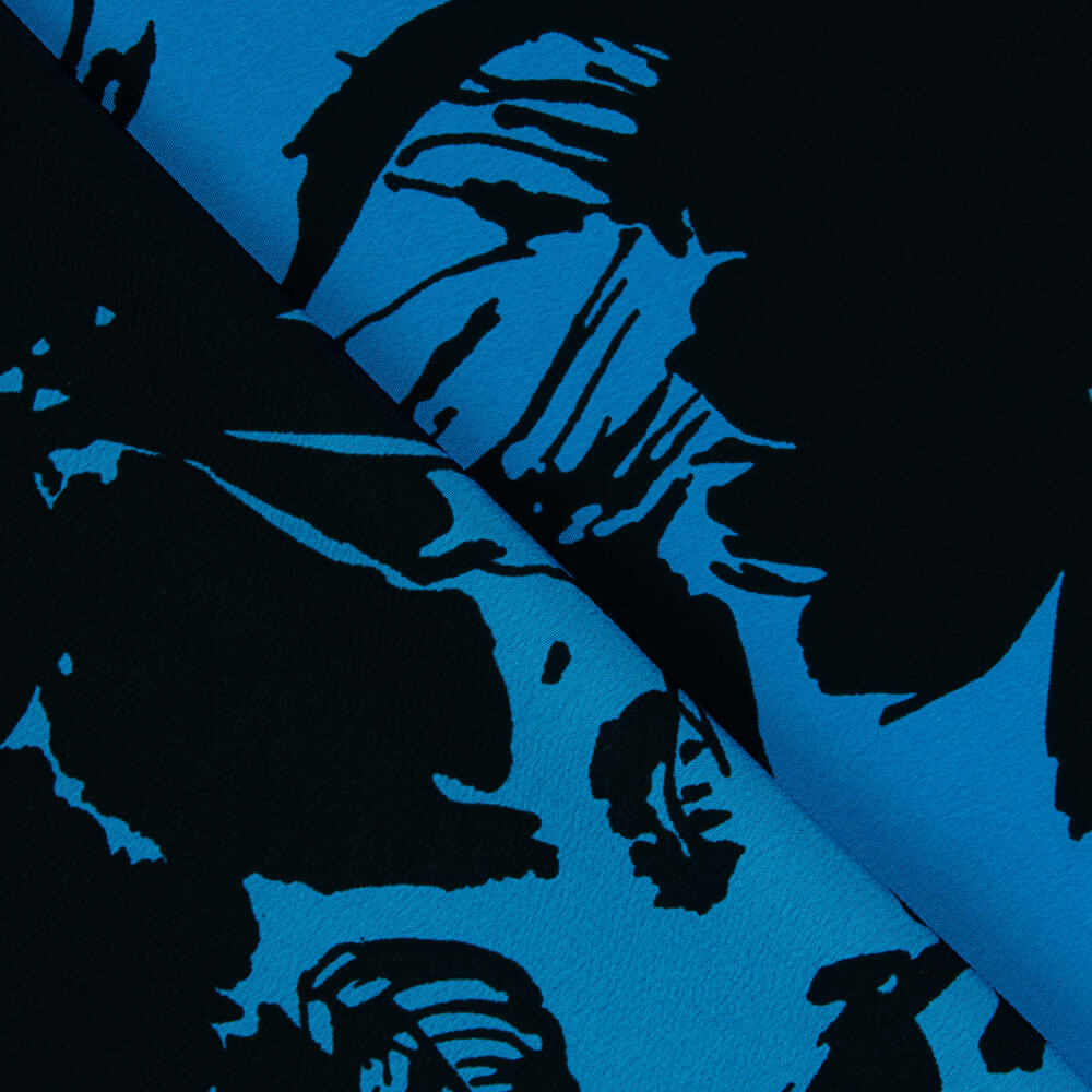 Crepe Poliéster Flor Azul - Ribes y Casals
