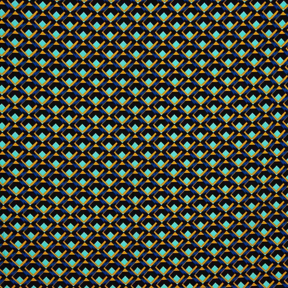 Crepe Poliéster Geo Água-Marinha - Ribes y Casals