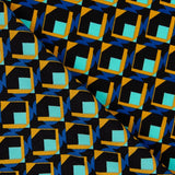 Crepe Poliéster Geo Água-Marinha - Ribes y Casals