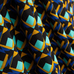 Crepe Poliéster Geo Água-Marinha - Ribes y Casals