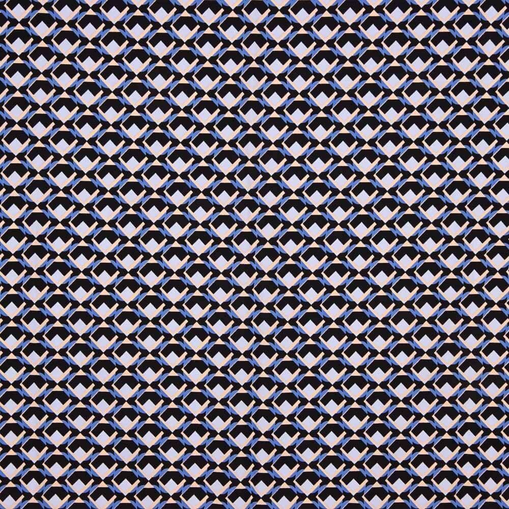 Crepe Poliéster Geo Azul Denim - Ribes y Casals