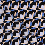 Crepe Poliéster Geo Azul Denim - Ribes y Casals