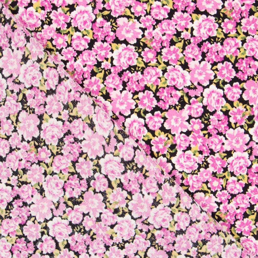 Crepe Viscose Flores Rosa - Ribes y Casals