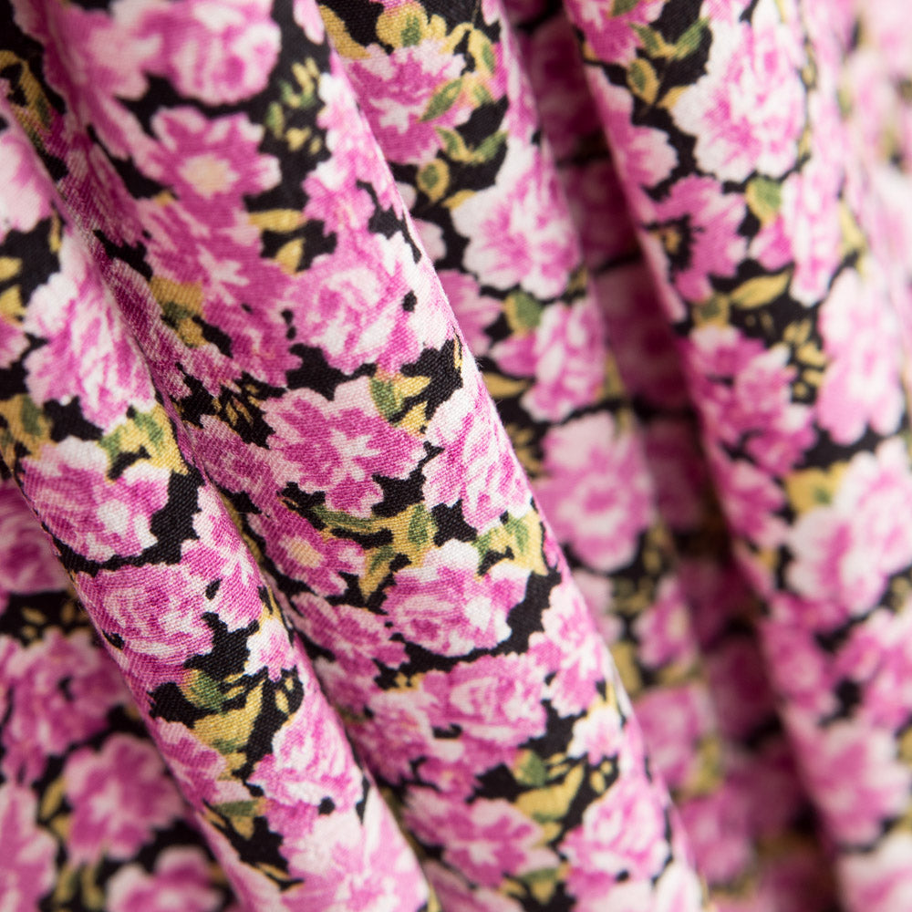 Crepe Viscose Flores Rosa - Ribes y Casals