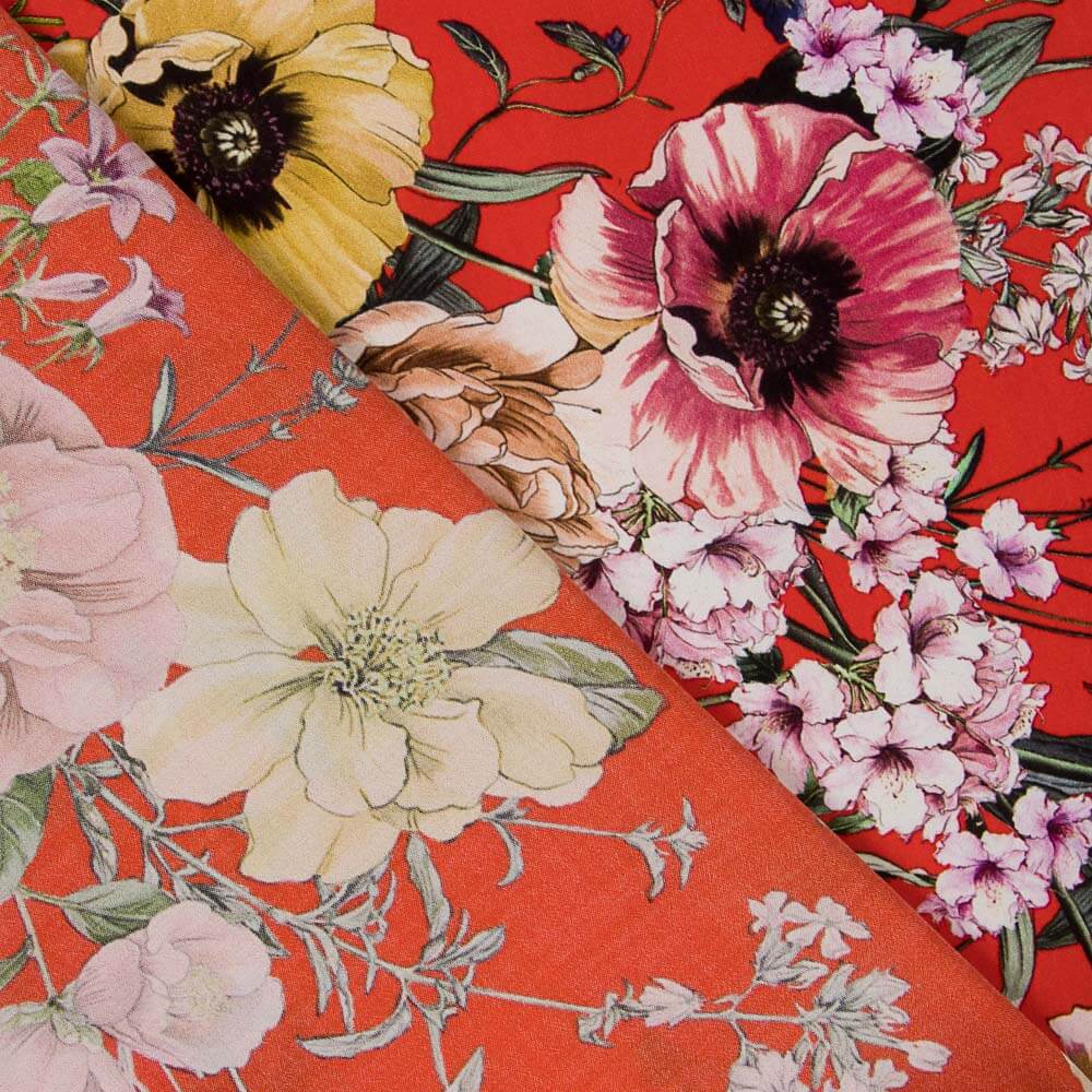 Crepe Viscosa Primavera Roja - Ribes y Casals