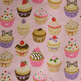 Algodão Cupcakes Fundo Rosa - Ribes y Casals