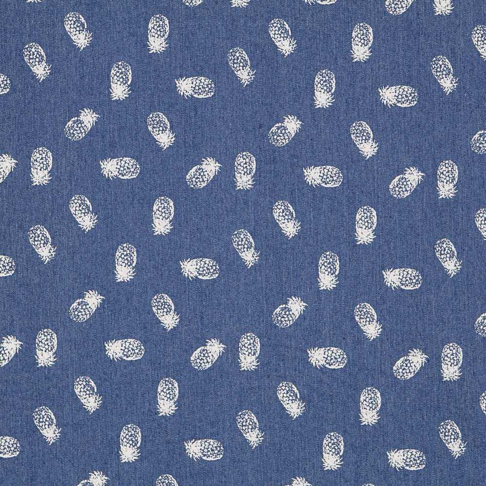 Tecido Denim Elástico Abacaxi Azul - Ribes y Casals