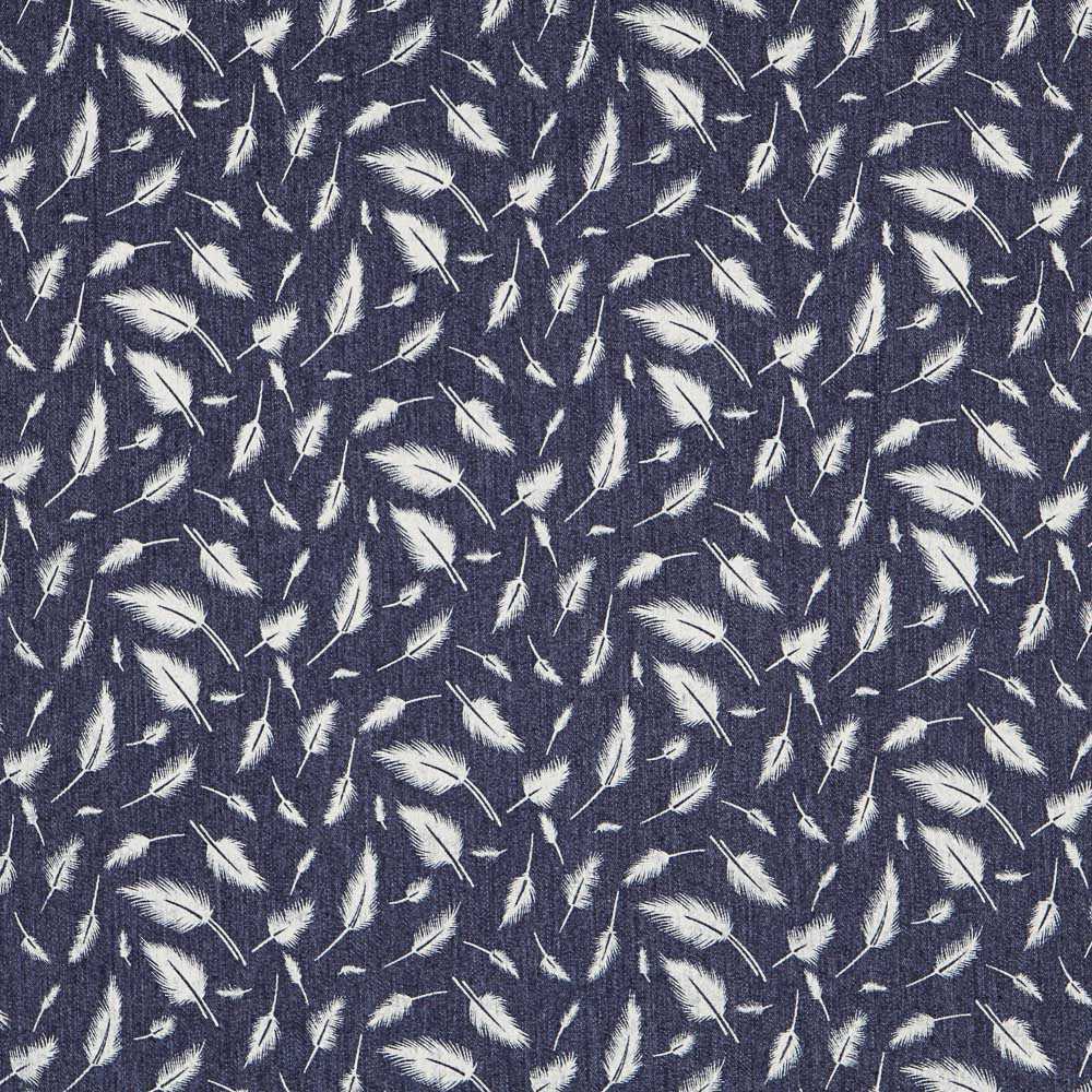 Tecido Denim Elástico Penas Azul Escuro - Ribes y Casals