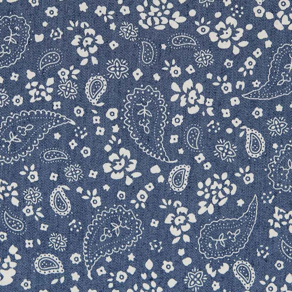 Denim Flores Paisley Azul Escuro - Ribes y Casals