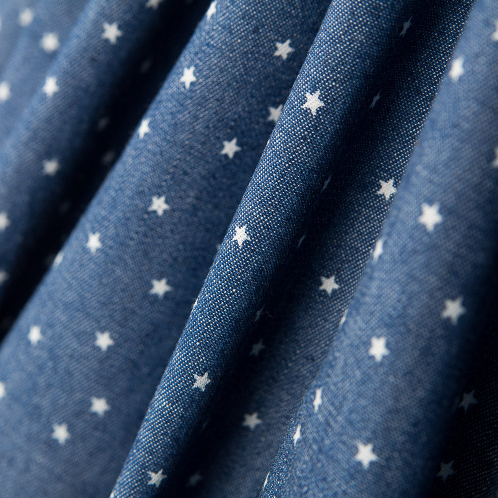 Denim Algodão Médio Estrelas Mini - Ribes y Casals