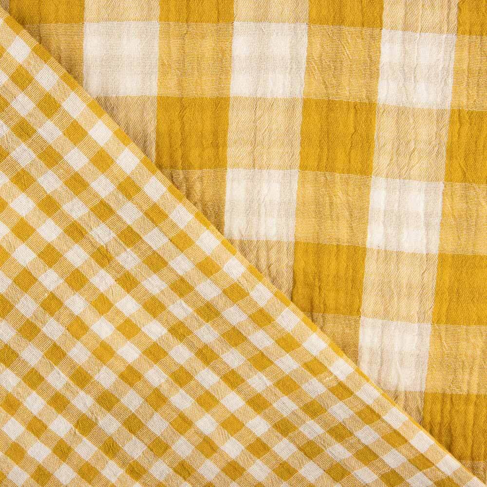 Gaze Dupla Vichy Reversível Amarelo Escuro - Ribes y Casals