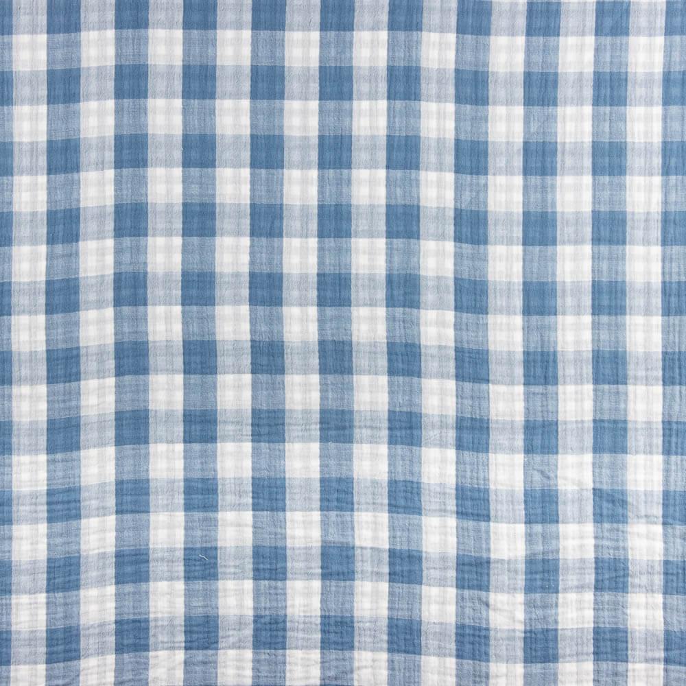 Dupla Gaze Vichy Reversível Azul Denim Escuro - Ribes y Casals